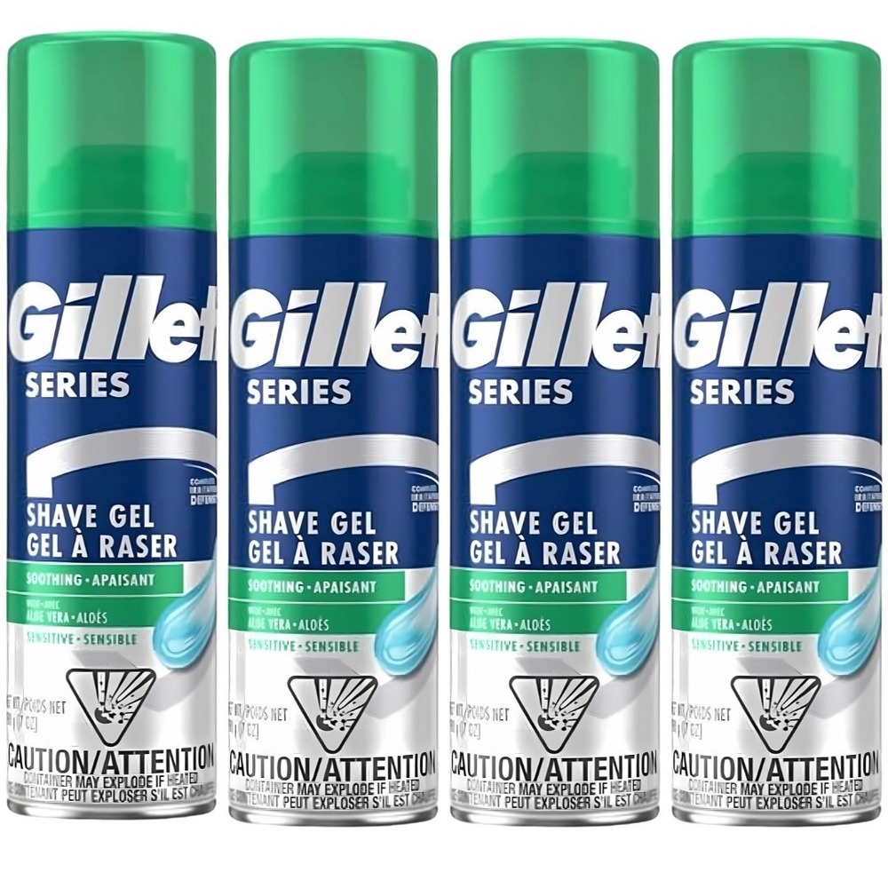Gillette Series Sensitive Shave Gel 7oz – 4 Pack Aloe Vera Soothing Formula